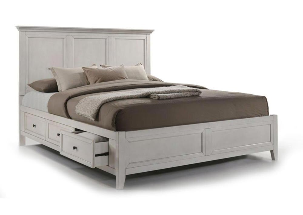 Intercon Furniture - San Mateo Completed King Storage Bed in Rustic White Finish veiw 1