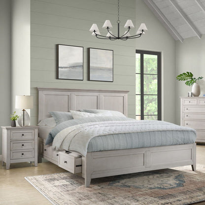 Intercon Furniture - San Mateo Queen Storage Bed  in Rustic White - SM-BR-8865QS-RWH-C view 2
