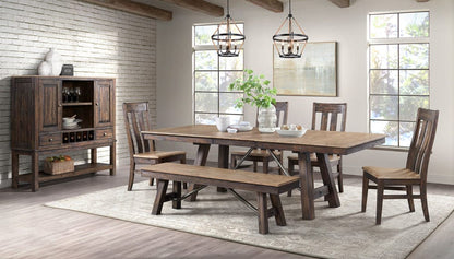 Intercon Furniture - Transitions Trestle Dining Table in Driftwood And Sable - TR-TA-4296-DWS-SET view 4
