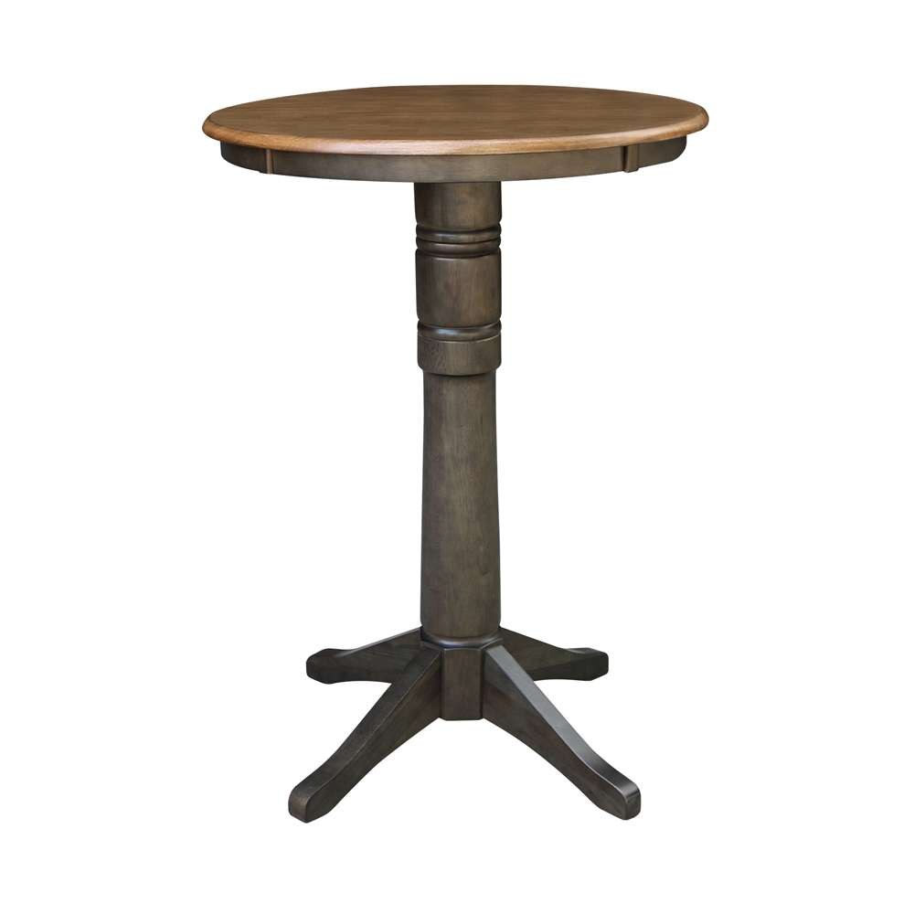 International Concepts - 30in Round Top Ped Table - 41.9inH in Hickory/Washed Coal Finish - K45-30RT-27B-6B-2 view 1