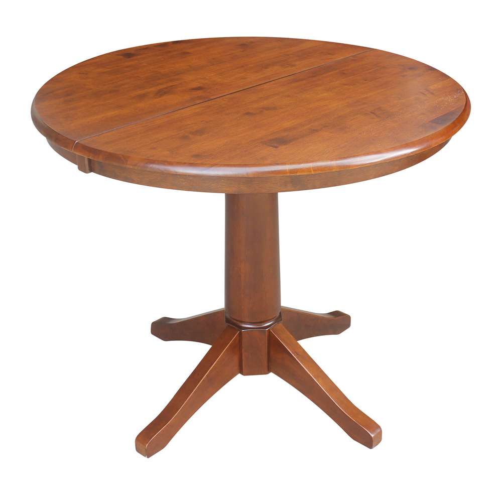 International Concepts - 36in Round Top Ped Table with 12in Leaf - 30.1inH - Dining Height in Espresso Finish - K581-36RXT-27B view 1