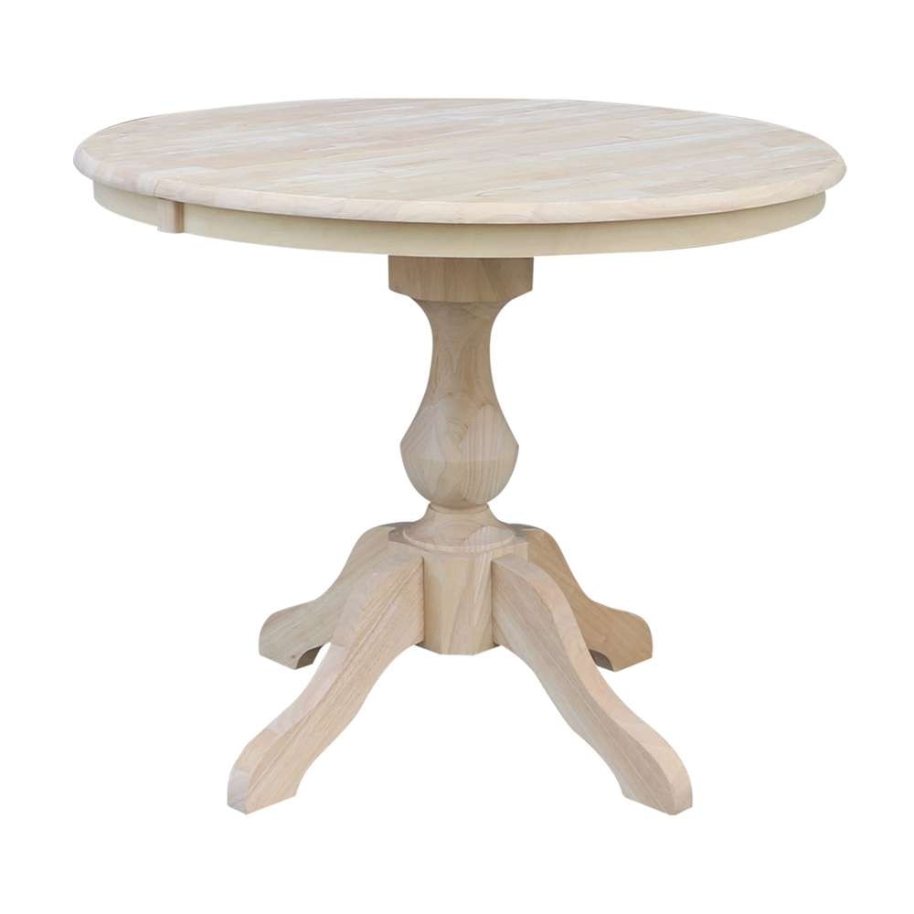International Concepts - 36in Round Top Ped Table with 12in Leaf - 30.1inH - Dining Height - K-36RXT-11B view 1