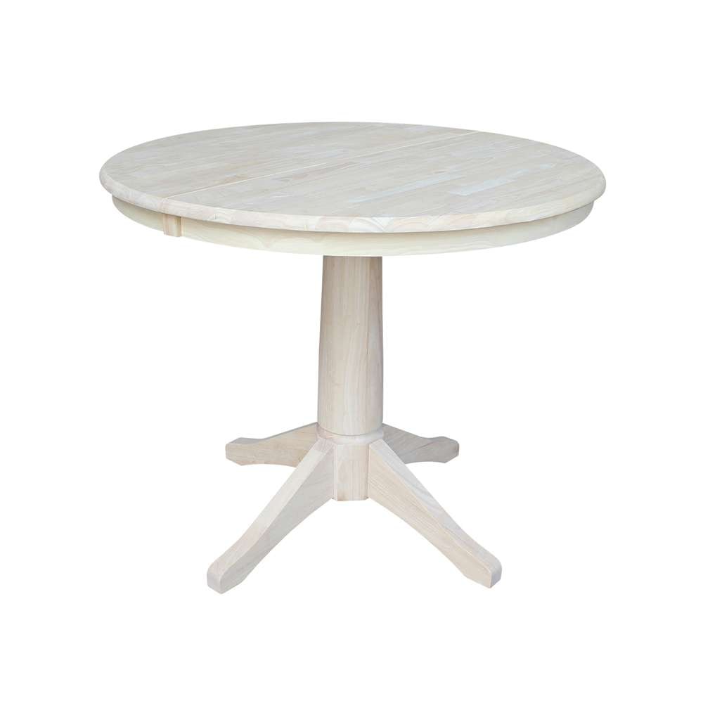 International Concepts - 36in Round Top Ped Table with 12in Leaf - 30.1inH - Dining Height - K-36RXT-27B view 1