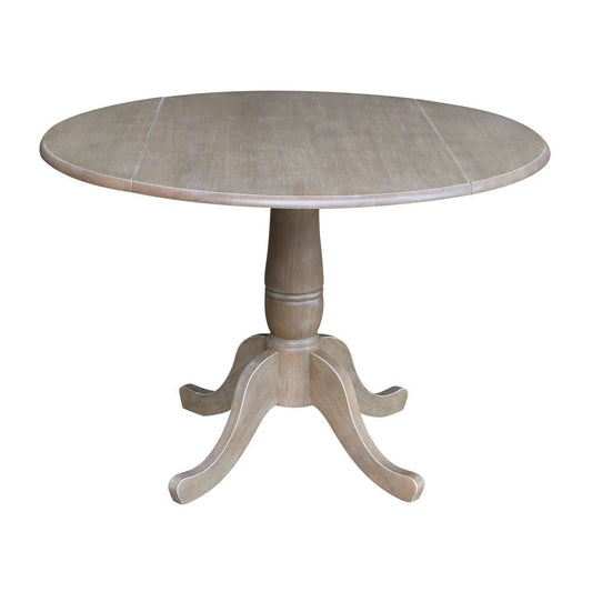 International Concepts - 42in Round Dual Drop Leaf Ped Table - 29.5inH in Washed Gray Taupe Finish - K09-42DPT view 1