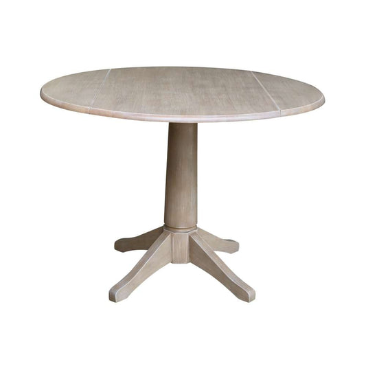 International Concepts - 42in Round Dual Drop Leaf Ped Table - 30.3inH in Washed Gray Taupe Finish - K09-42DPT-27B view 1