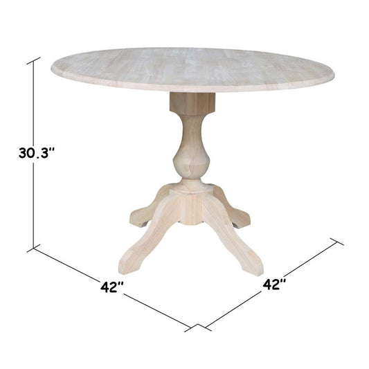 International Concepts - 42in Round Dual Drop Leaf Ped Table - 30.3inH - K-42DPT-11B view 2