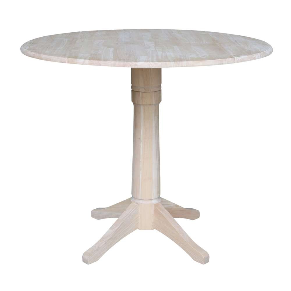 International Concepts - 42in Round Dual Drop Leaf Ped Table - 36.3inH - K-42DPT-27B-6B view 1