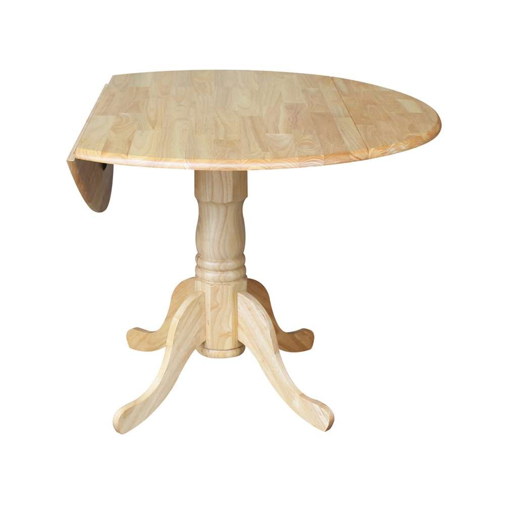 International Concepts - 42in Round Dual Drop Leaf Ped Table in Natural Finish - T01-42DP view 3