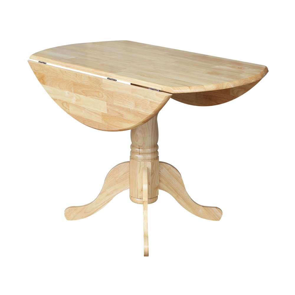 International Concepts - 42in Round Dual Drop Leaf Ped Table in Natural Finish - T01-42DP view 5