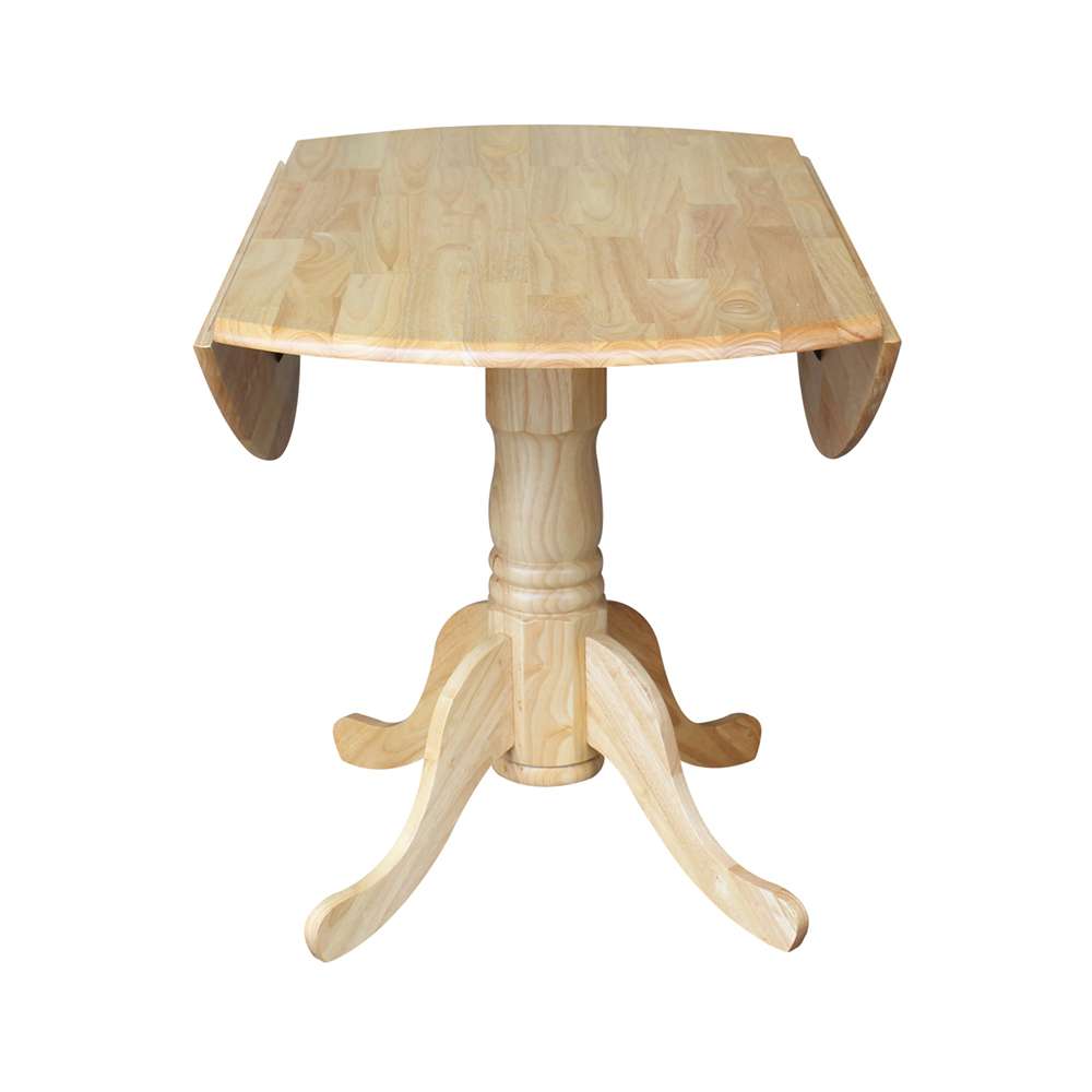 International Concepts - 42in Round Dual Drop Leaf Ped Table in Natural Finish - T01-42DP view 9