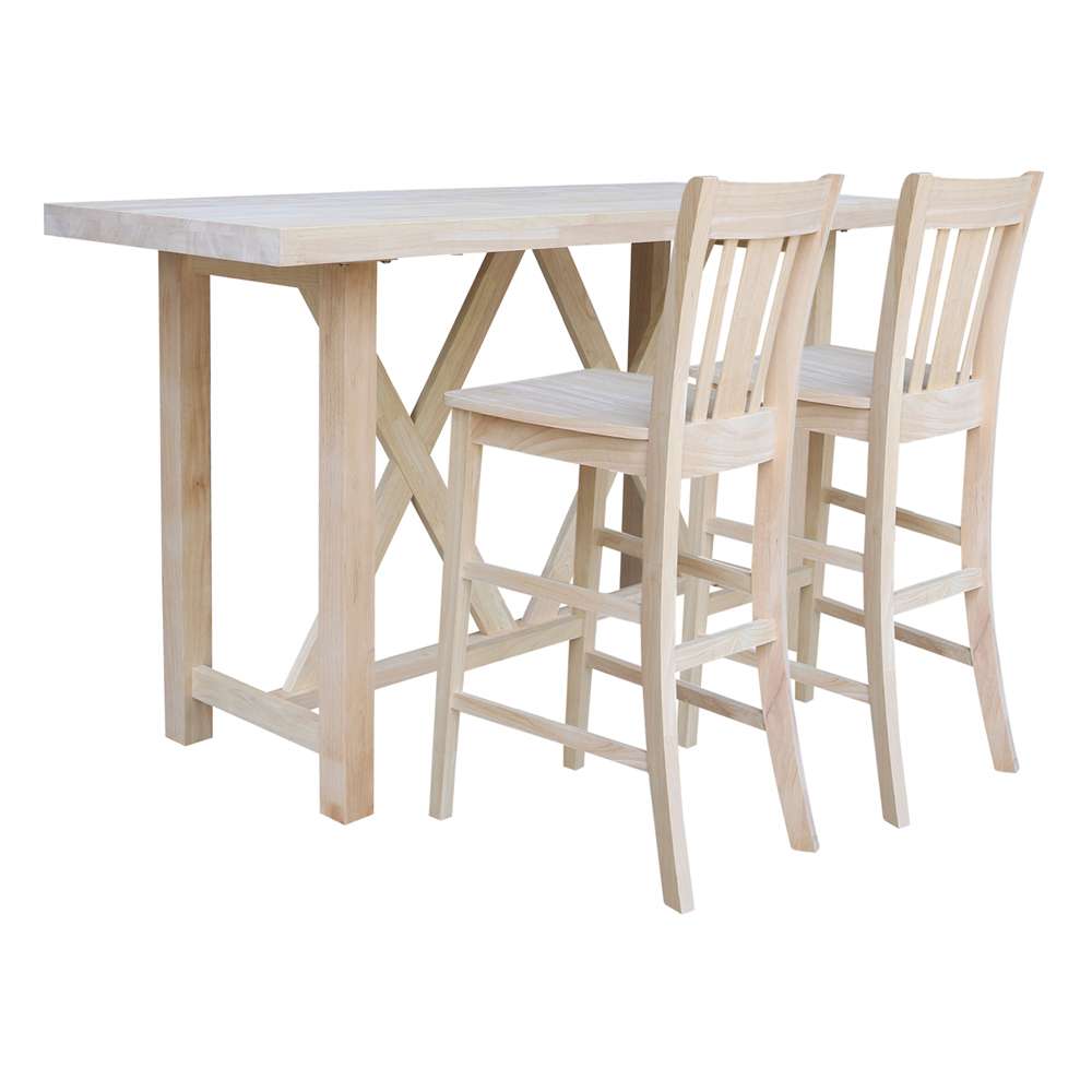 International Concepts - Bar Height Table with 2 Bar Height Stools - 30inSH - K-7228-42-S103-2 view 1