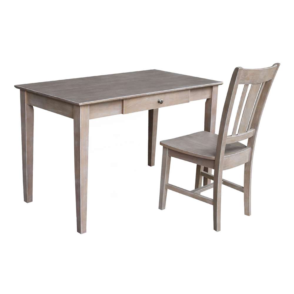 International Concepts - Desk with Drawer - Basic Size and Chair in Washed Gray Taupe Finish in Washed Gray Taupe Finish - K09-OF-41-C10 view 1