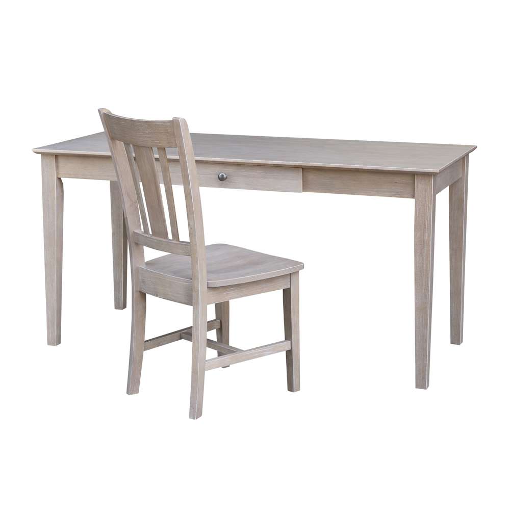 International Concepts - Desk with Drawer - Larger Size and Chair in Washed Gray Taupe Finish in Washed Gray Taupe Finish - K09-OF-42-C10 view 1