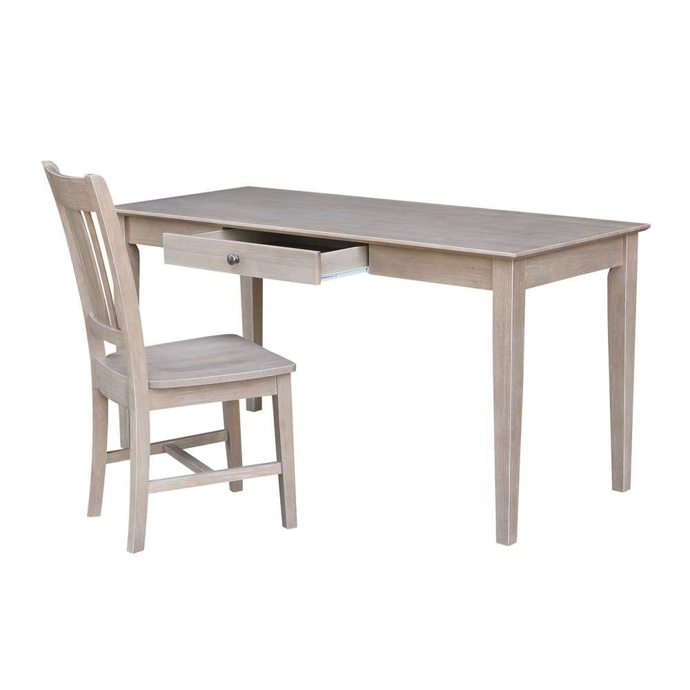 International Concepts - Desk with Drawer - Larger Size and Chair in Washed Gray Taupe Finish in Washed Gray Taupe Finish - K09-OF-42-C10 view 2