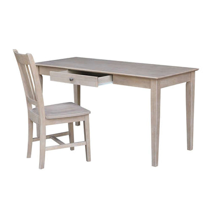 International Concepts - Desk with Drawer - Larger Size and Chair in Washed Gray Taupe Finish in Washed Gray Taupe Finish - K09-OF-42-C10 view 2