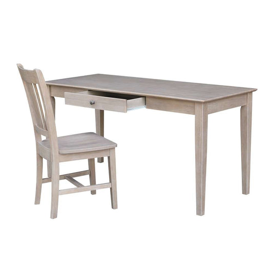 International Concepts - Desk with Drawer - Larger Size and Chair in Washed Gray Taupe Finish in Washed Gray Taupe Finish - K09-OF-42-C10 view 2