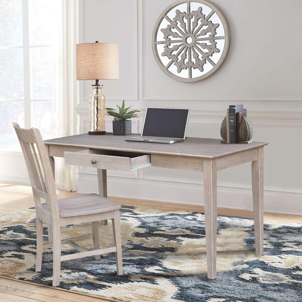 International Concepts - Desk with Drawer - Larger Size and Chair in Washed Gray Taupe Finish in Washed Gray Taupe Finish - K09-OF-42-C10 view 3