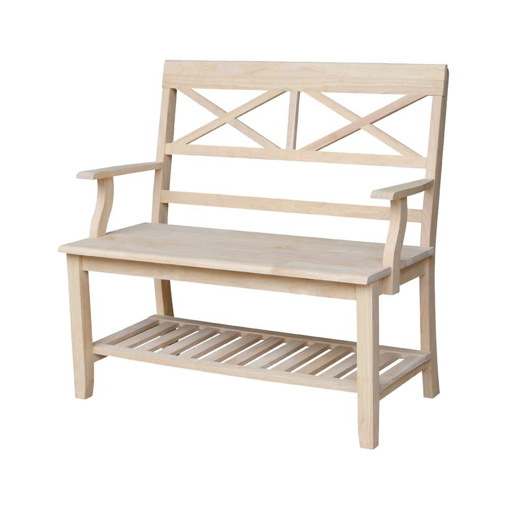 International Concepts - Double X-Back Bench with Arms and Shelf - BE-1 view 1