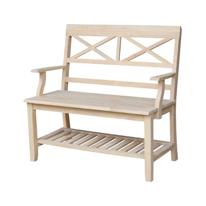 International Concepts - Double X-Back Bench with Arms and Shelf - BE-1 view 1