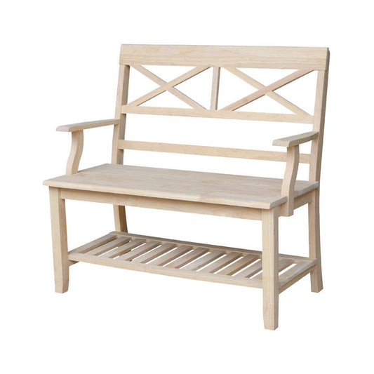 International Concepts - Double X-Back Bench with Arms and Shelf - BE-1 view 1