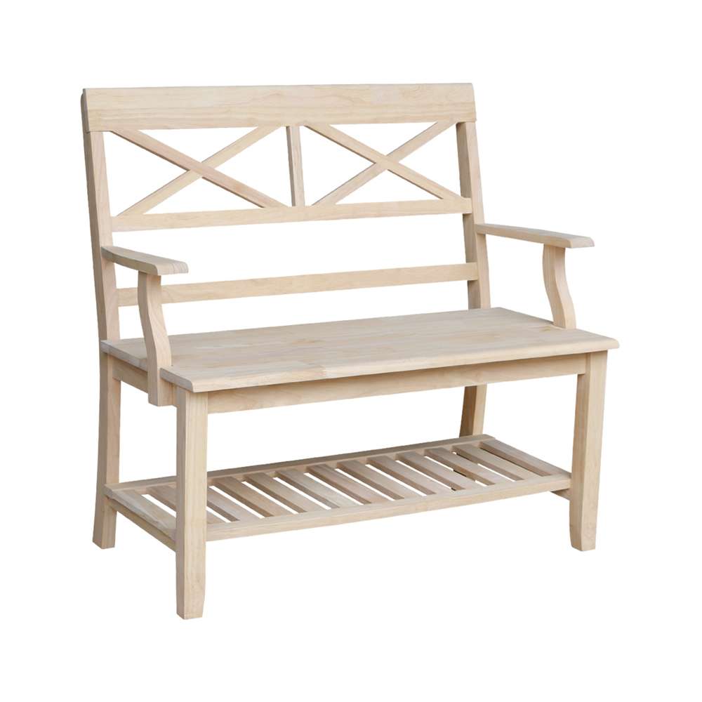 International Concepts - Double X-Back Bench with Arms and Shelf - BE-1 view 2