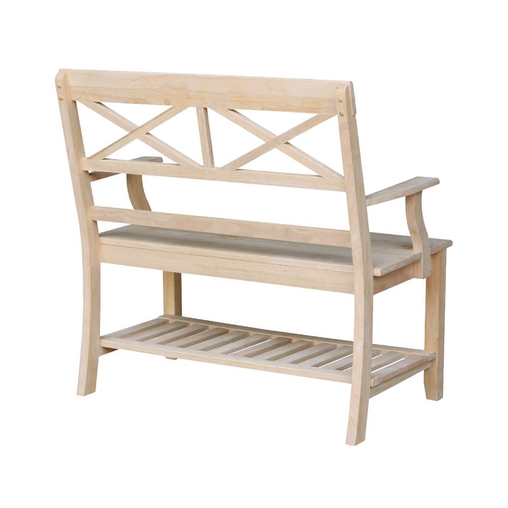 International Concepts - Double X-Back Bench with Arms and Shelf - BE-1 view 3