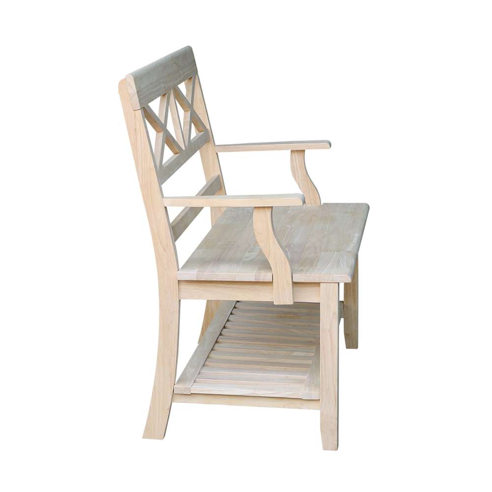 International Concepts - Double X-Back Bench with Arms and Shelf - BE-1 view 5