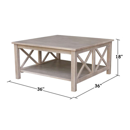 International Concepts - Hampton Square Coffee Table in Washed Gray Taupe Finish - OT09-70SC view 2