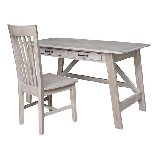 International Concepts - Serendipity Desk with 2 Drawers and Chair in Washed Gray Taupe Finish in Washed Gray Taupe Finish - K09-OF-69-C465 view 1