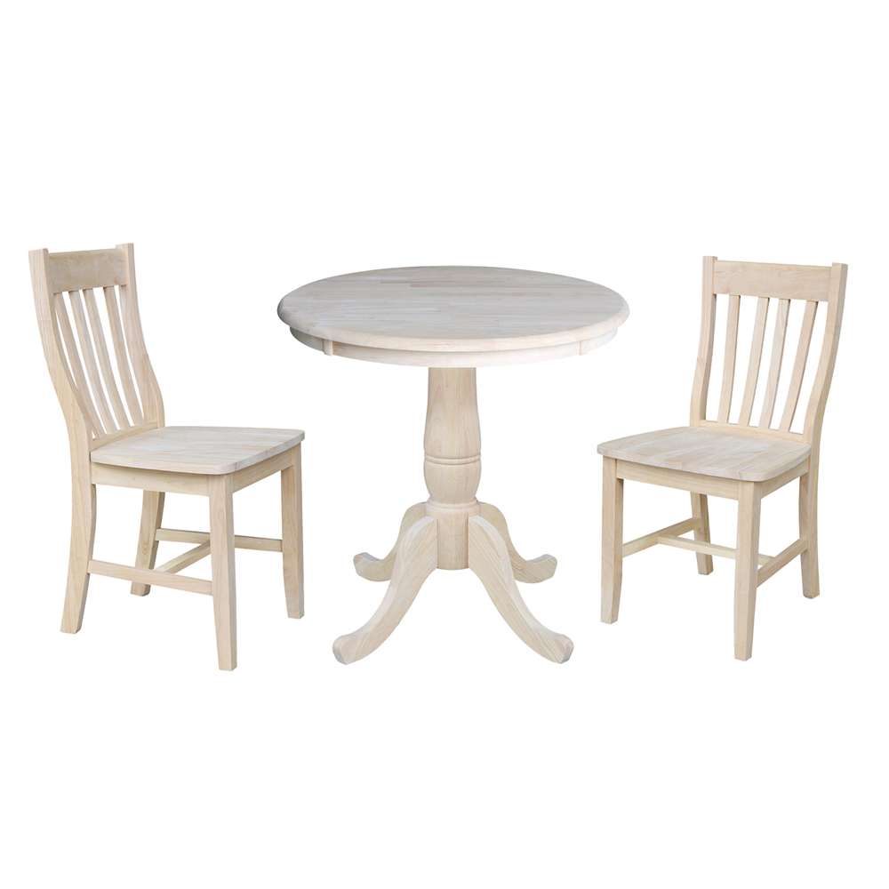 International Concepts (Set of 3 Pcs) -30in Round Top Ped Table with 2 C08-61 Chairs - K-30RT-C61P view 1