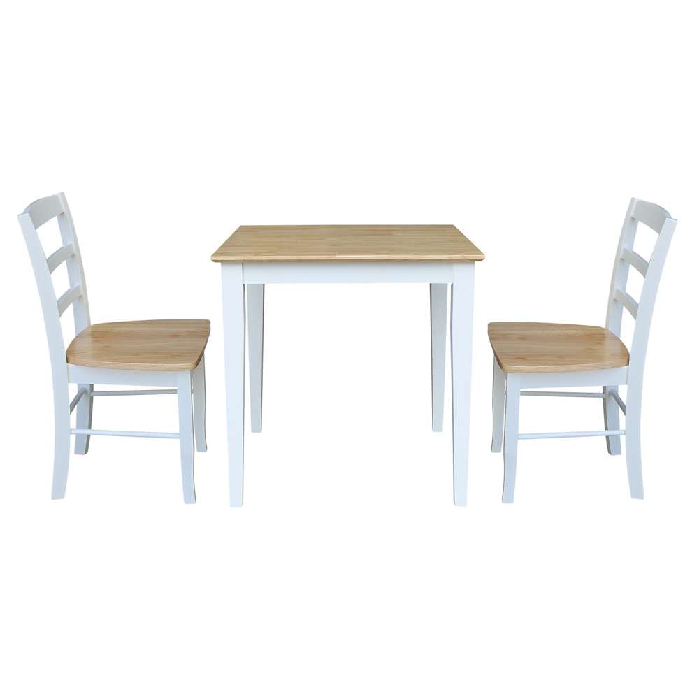 International Concepts (Set of 3 Pcs) - 30X30 Dining Table with 2 Ladderback Chairs in White / Natural Finish - K02-3030-C2P-2 view 1
