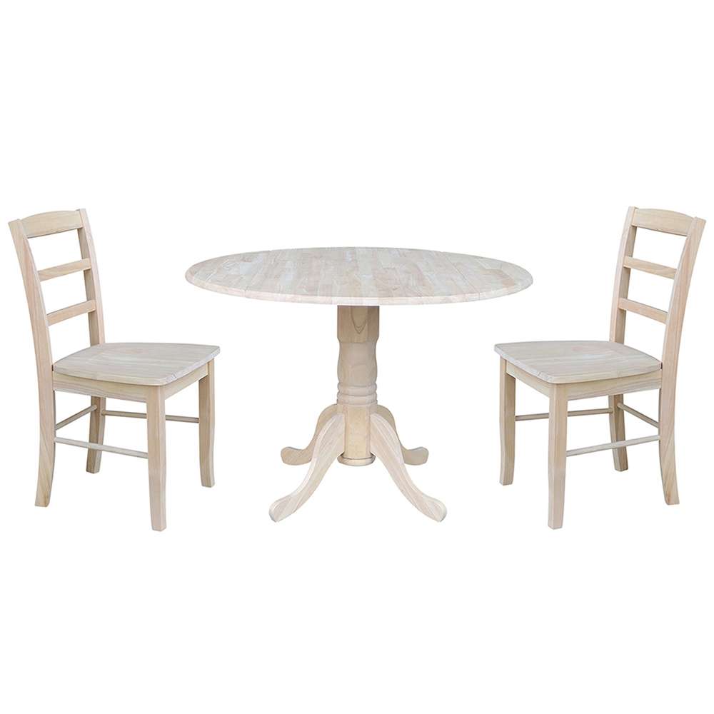 International Concepts (Set of 3 Pcs) - 42in Dual Drop Leaf Table with 2 Madrid Chairs - K-42DP-C2P-2 view 1