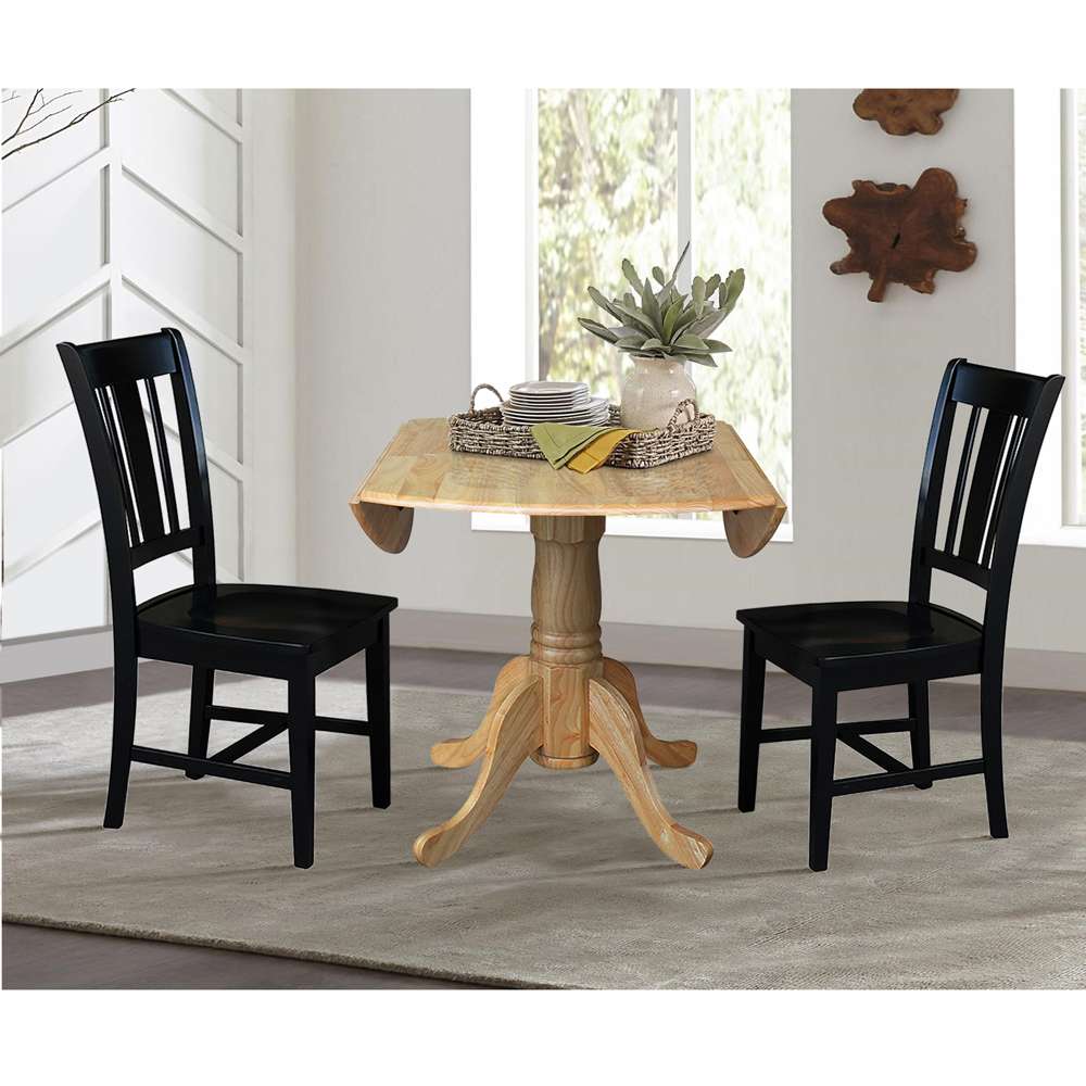 International Concepts (Set of 3 Pcs) - 42in Dual Drop Leaf Table with 2 RTA Chairs in Natural Finish - K01-42DP-C46-10P view 5