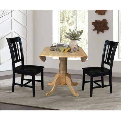 International Concepts (Set of 3 Pcs) - 42in Dual Drop Leaf Table with 2 RTA Chairs in Natural Finish - K01-42DP-C46-10P view 5
