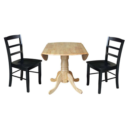 International Concepts (Set of 3 Pcs) - 42in Dual Drop Leaf Table with 2 RTA Chairs in Natural Finish - K01-42DP-C46-2P view 6