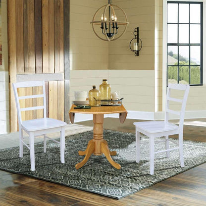 International Concepts (Set of 3 Pcs) - 42in Dual Drop Leaf Table with 2 RTA Chairs in Oak Finish - K04-42DP-C08-2P view 5