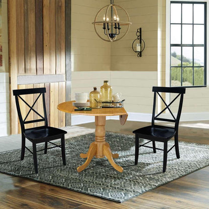 International Concepts (Set of 3 Pcs) - 42in Dual Drop Leaf Table with 2 RTA Chairs in Oak Finish - K04-42DP-C46-613P view 4