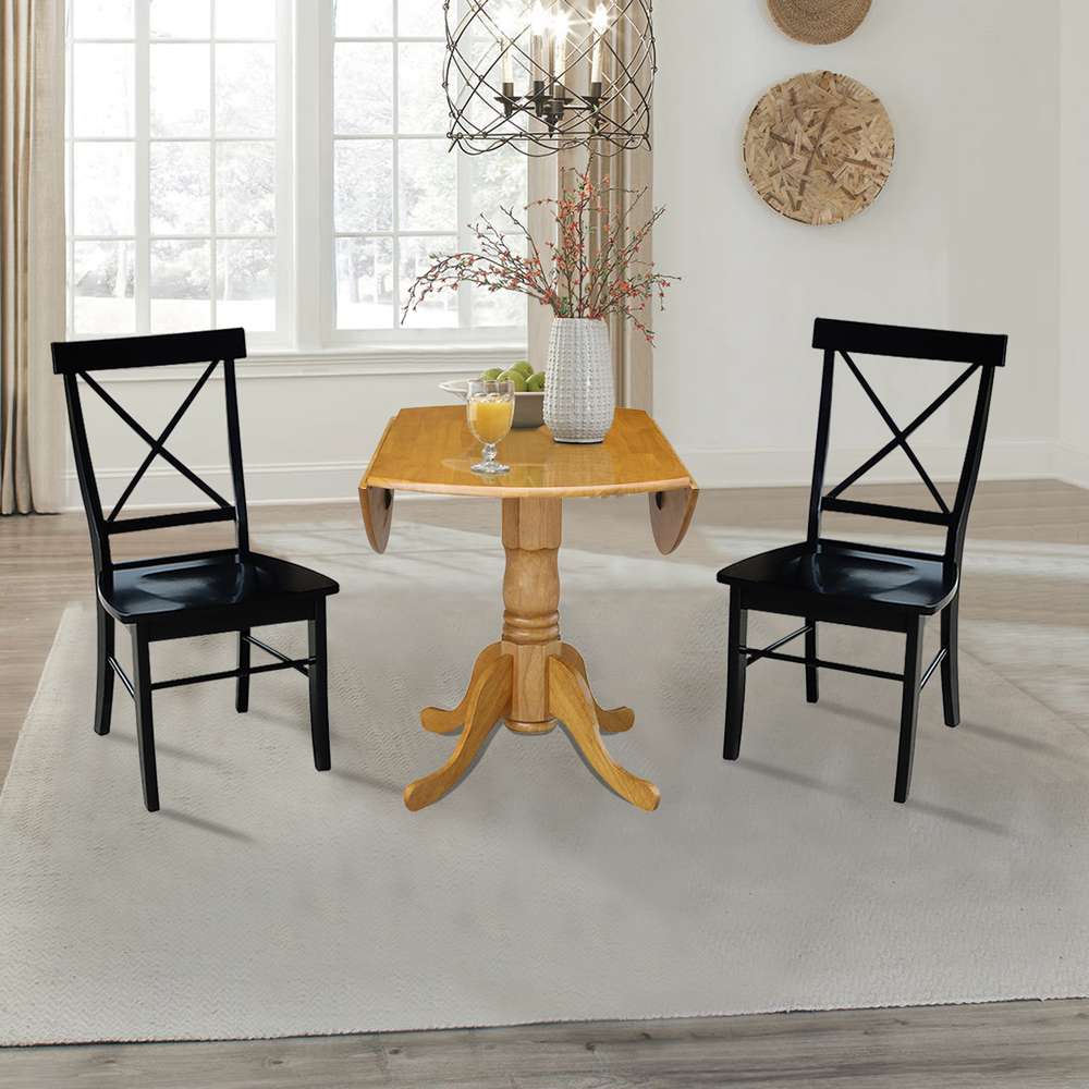 International Concepts (Set of 3 Pcs) - 42in Dual Drop Leaf Table with 2 RTA Chairs in Oak Finish - K04-42DP-C46-613P view 8
