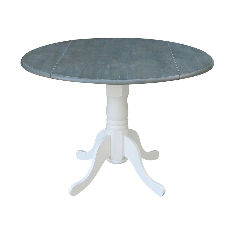 International Concepts (Set of 3 Pcs) - 42in Dual Drop Leaf Table with 2 RTA Chairs in White/Heather Gray Finish - K05-42DP-C2-2 view 6