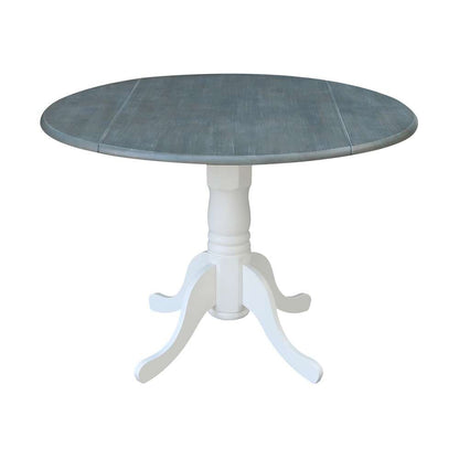 International Concepts (Set of 3 Pcs) - 42in Dual Drop Leaf Table with 2 RTA Chairs in White/Heather Gray Finish - K05-42DP-C2-2 view 6