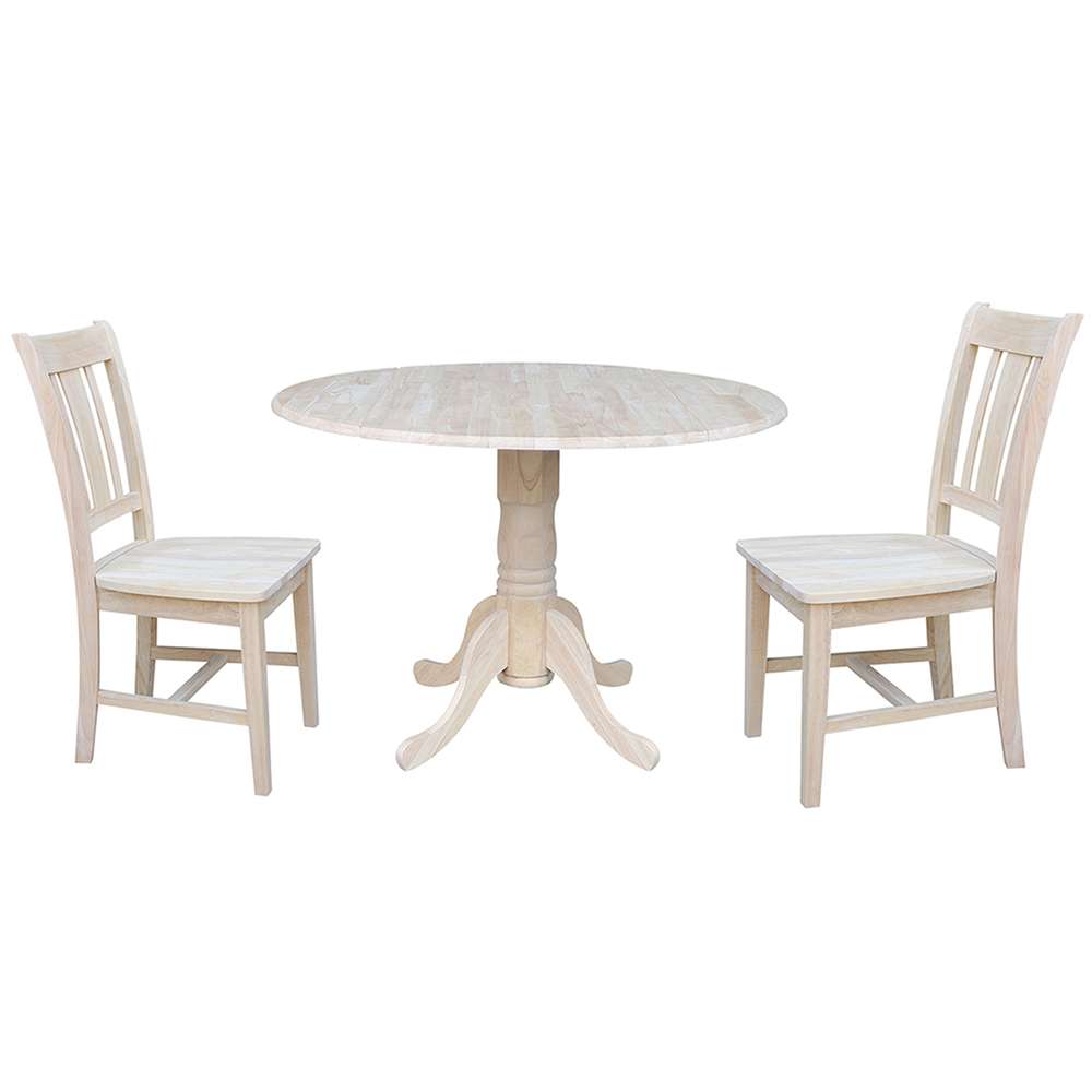 International Concepts (Set of 3 Pcs) - 42in Dual Drop Leaf Table with 2 San Remo Chairs - K-42DP-C10 view 1