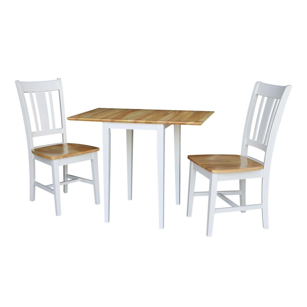 International Concepts (Set of 3 Pcs) - Small Dual Drop Leaf Table with 2 San Remo Chairs in White / Natural Finish - K02-2236D-C10-2 view 1