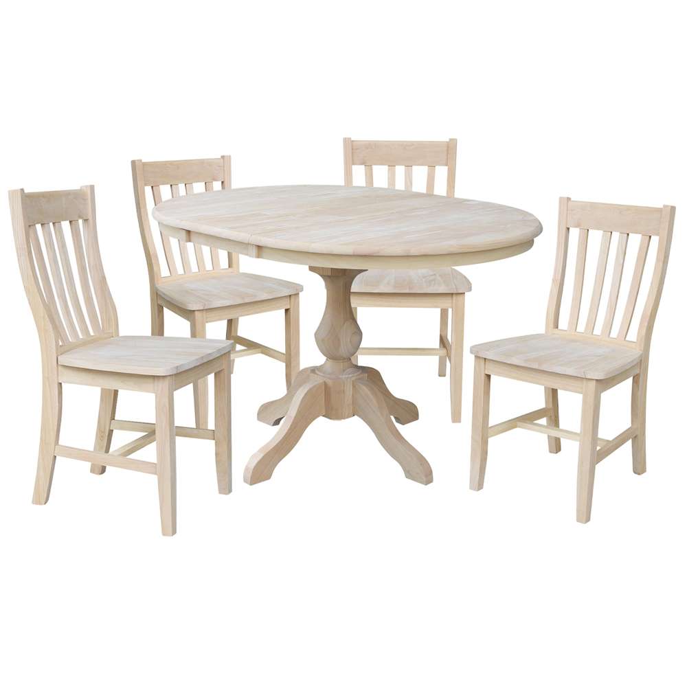 International Concepts - (Set of 5 Pcs) 36in Round Extension Dining Table with 4 Cafe Chairs - K-36RXT-11B-C61-4 view 1