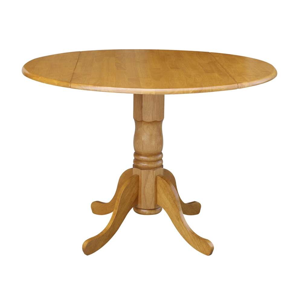 International Concepts - (Set of 5 Pcs) 42in Dual Drop Leaf Table with 4 RTA Chairs in Oak Finish - K04-42DP-C46-10-4 view 4