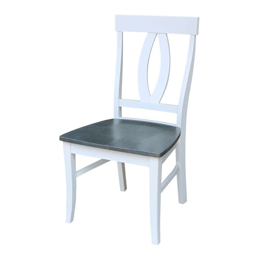 International Concepts - (Set of 5 Pcs) 42in Dual Drop Leaf Table with 4 RTA Chairs in White/Heather Gray Finish - K05-42DP-C170-4 view 2