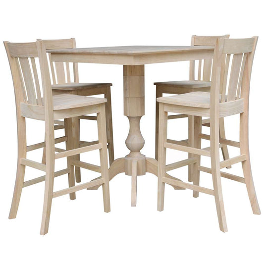 International Concepts - (Set of 5 Pcs)36X36 Square Top Ped Table with 4 Bar Height Stools - K-3636TP-11B-S103-4 view 1