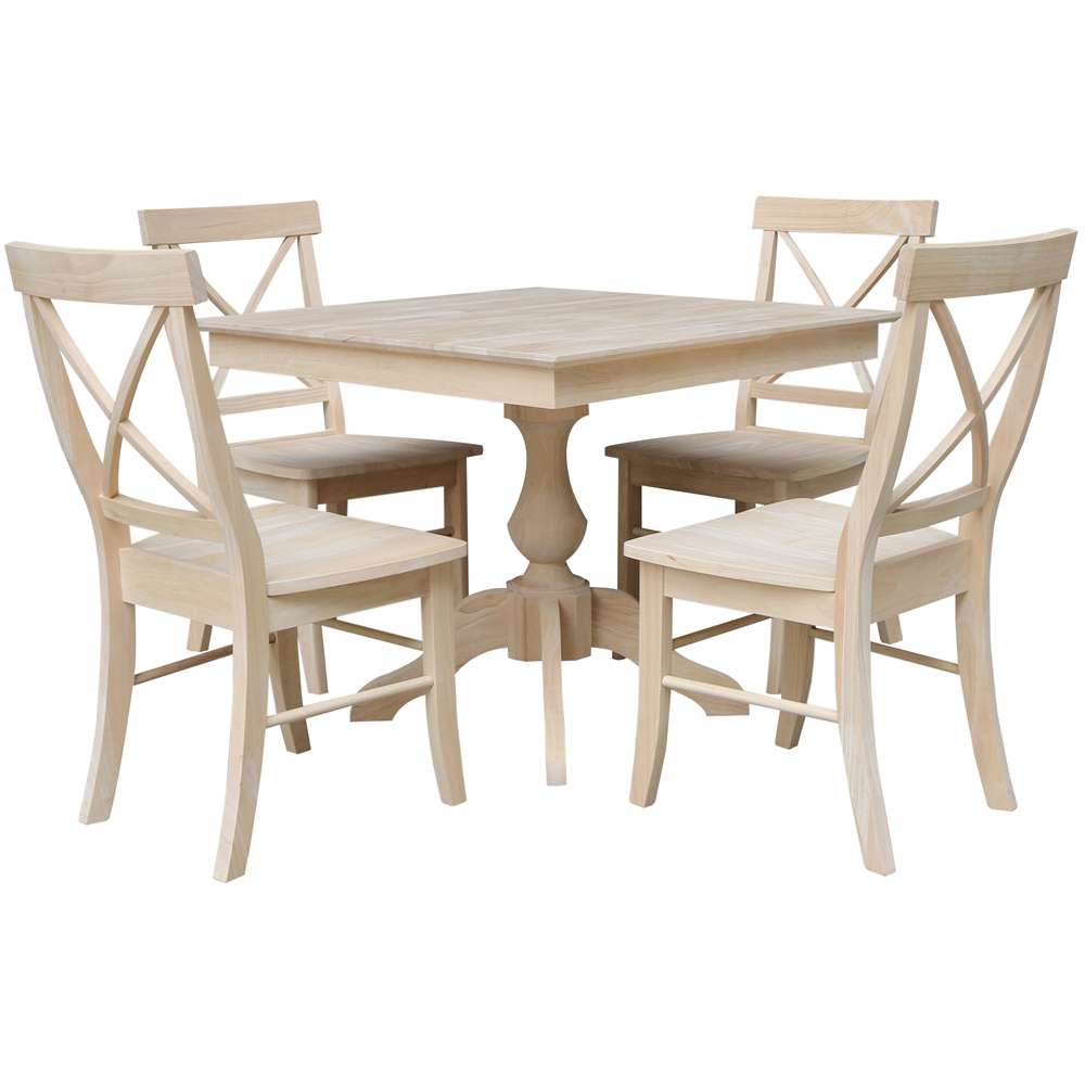International Concepts - (Set of 5 Pcs)36X36 Square Top Ped Table with 4 Chairs - K-3636TP-11B-C613-4 view 1