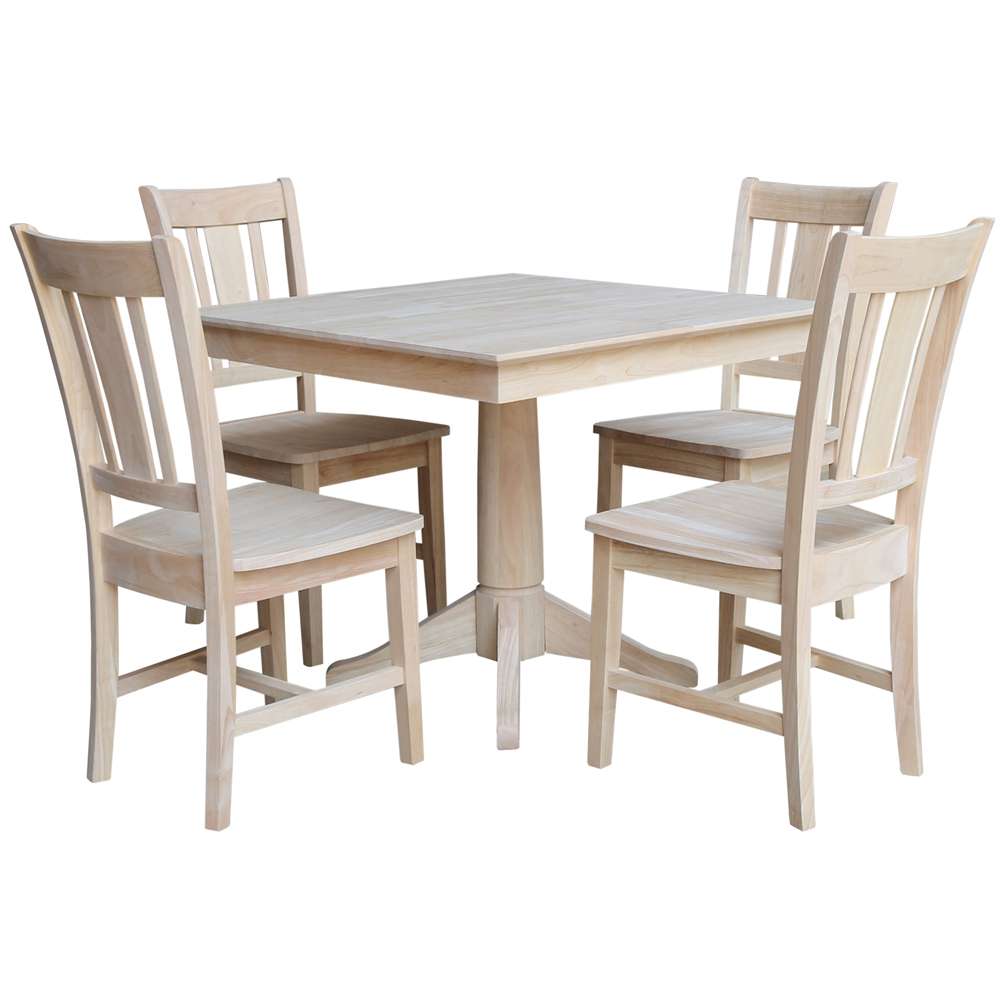 International Concepts - (Set of 5 Pcs)36X36 Square Top Ped Table with 4 Chairs - K-3636TP-27B-C10-4 view 1