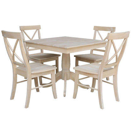 International Concepts - (Set of 5 Pcs)36X36 Square Top Ped Table with 4 Chairs - K-3636TP-C613-4 view 1