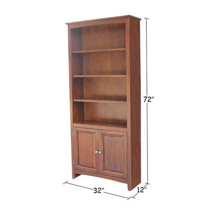International Concepts - Shaker Bookcase - 72inH with 2 Lower Doors in Espresso Finish in Espresso Finish - K581-SH-3227A-SH-322D view 3